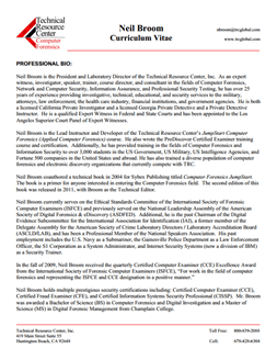 CV for Neil Broom Expert Witness in Computer Forensics Investigations in Tennessee